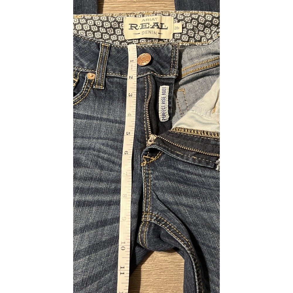 Ariat R.E.A.L. Perfect Rise Rosa Boot Cut Dark Wash Jeans SZ 28R (29x32) - Picture 7 of 11